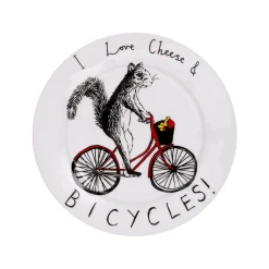 Clearance I Love Cheese & Bicycles Side Plate, 20cm Tableware Brands|Made In The Uk