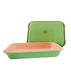 Discount Kapka x Sous Chef Colourblock Enamel Roasting Dish, 26cm, Green & Pink Baking Supplies & Equipment