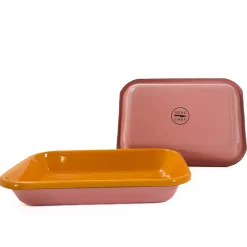 Hot Kapka x Sous Chef Colourblock Enamel Roasting Dish, 21cm, Pink & Yellow Baking Supplies & Equipment