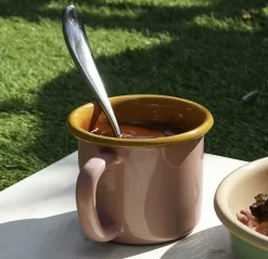 Hot Kapka x Sous Chef Colourblock Enamel Mug, Pink & Yellow, 350ml Crockery & Dinnerware|Tableware Brands