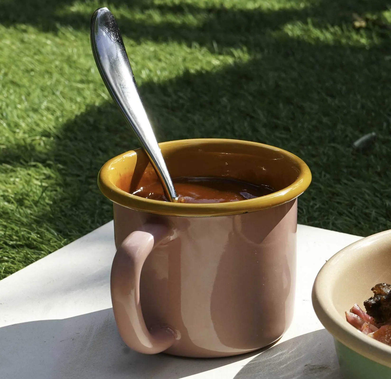 Hot Kapka x Sous Chef Colourblock Enamel Mug, Pink & Yellow, 350ml Crockery & Dinnerware|Tableware Brands