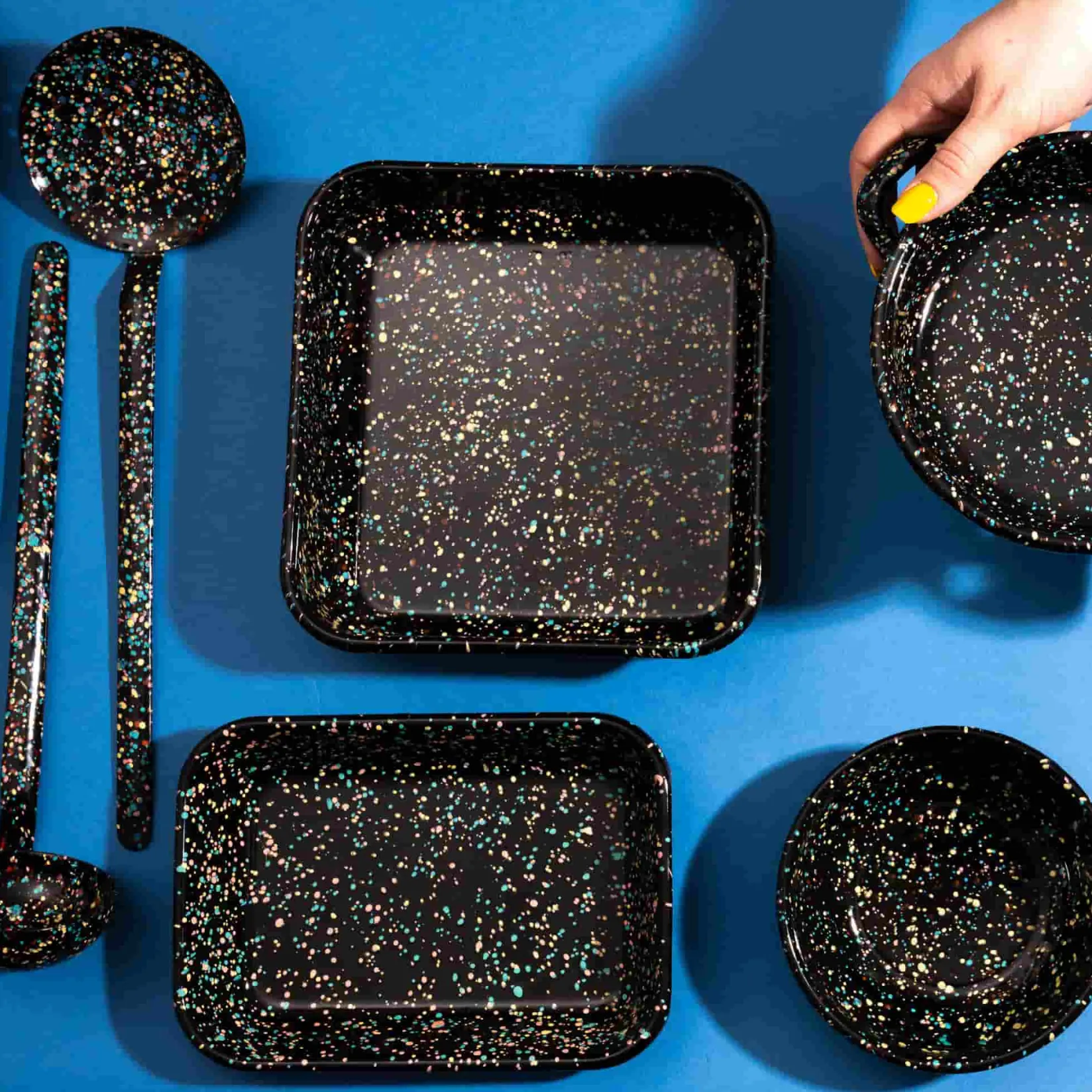 Best x Sous Chef Galaxy Splatter Enamel Square Roasting & Serving Dish, 21cm Baking Supplies & Equipment