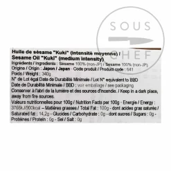 Hot Medium Intensity Sesame Oil, 340g Ingredients Brands|Japanese Ingredients
