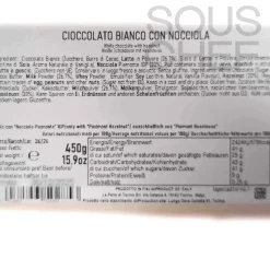 Hot White Chocolate Slab with Whole Roasted Hazelnuts, 450g Ingredients Brands|Italian Ingredients