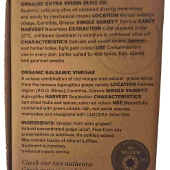 Outlet Set of 2 Organic Greek Extra Virgin Olive Oil & Sweet Vinegar, 80ml Ingredients Brands|Greek Ingredients