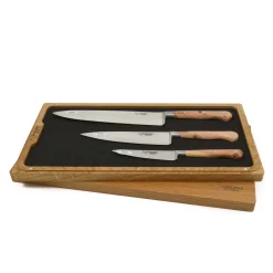 Sale Set of 3 Classic Knives in Oak Box, Juniper French Ingredients|Kitchen Knives
