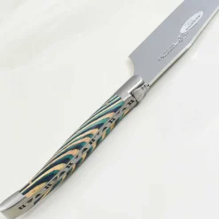 New Turquoise Hard Cheese Knife, Striped Wood Kitchen Knives