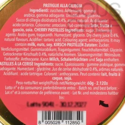 Hot Cherry Pastilles in Nathalie Lete Round Gift Tin, 60g Ingredients Brands|Italian Ingredients