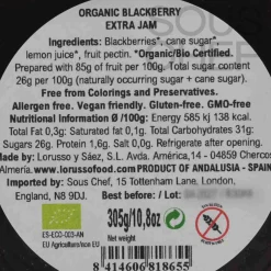 Organic Artisanal Blackberry Jam, 305g Ingredients Brands|Jam, Honey & Spreads