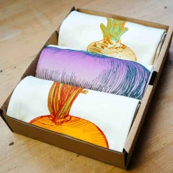 New Gift Box Set of 3 Mixed Veg Tea Towel Table Setting|Kitchen Textiles & Clothing