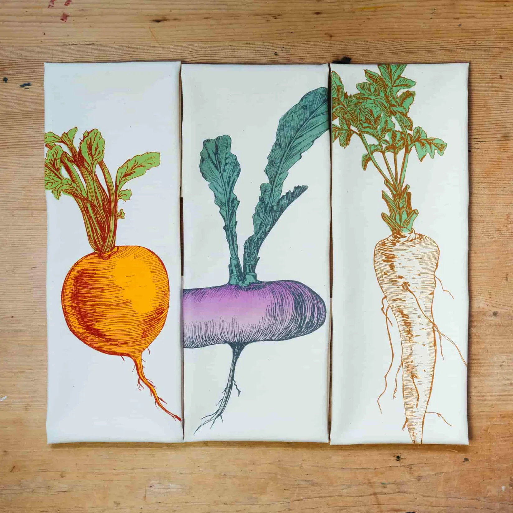 New Gift Box Set of 3 Mixed Veg Tea Towel Table Setting|Kitchen Textiles & Clothing