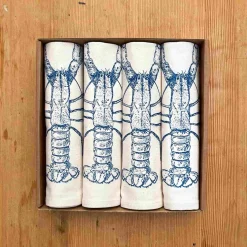Discount Set of 4 Blue Lobster Napkins Table Setting|Kitchen Textiles & Clothing