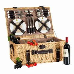 Hot Louvre Natural Picnic Basket, 6 Person Picnicware|Disposable Tableware