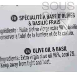 Hot Basil Flavoured Olive Oil, 100ml Ingredients Brands|French Ingredients