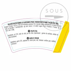 Outlet Garlic Cream, 110g Ingredients Brands|French Ingredients