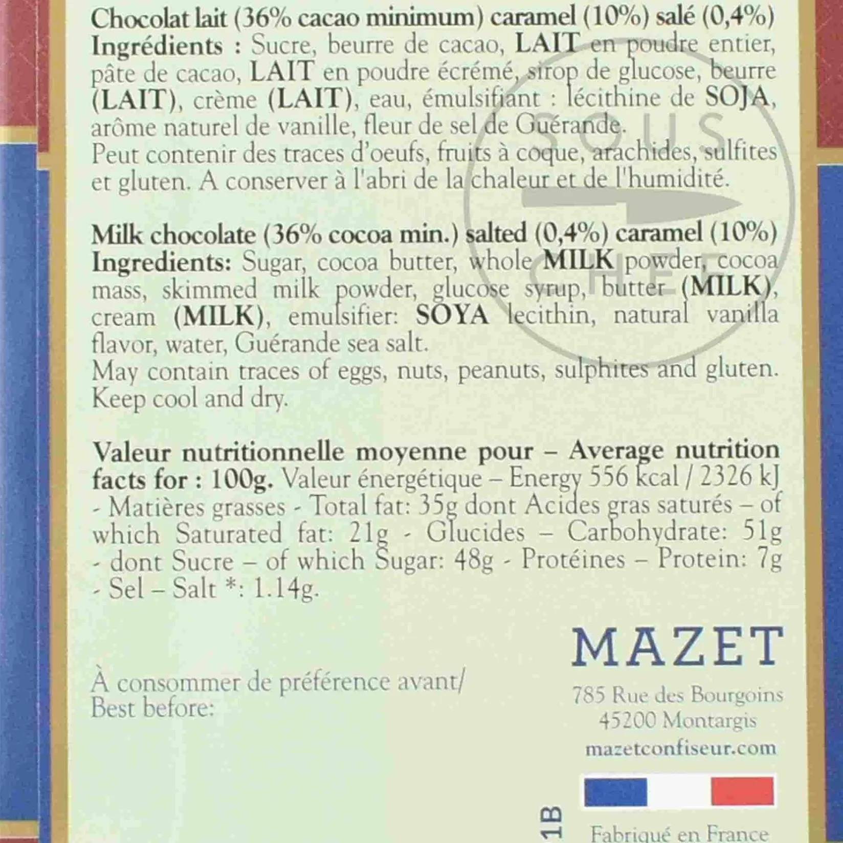 New Mazet Milk Salted Caramel Chocolate Bar, 100g Ingredients Brands|Chocolate & Sweets