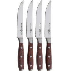 Avanta Pakkawood 4 Piece Steak Knife Set, Brown Kitchen Knives