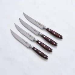 Avanta Pakkawood 4 Piece Steak Knife Set, Brown Kitchen Knives