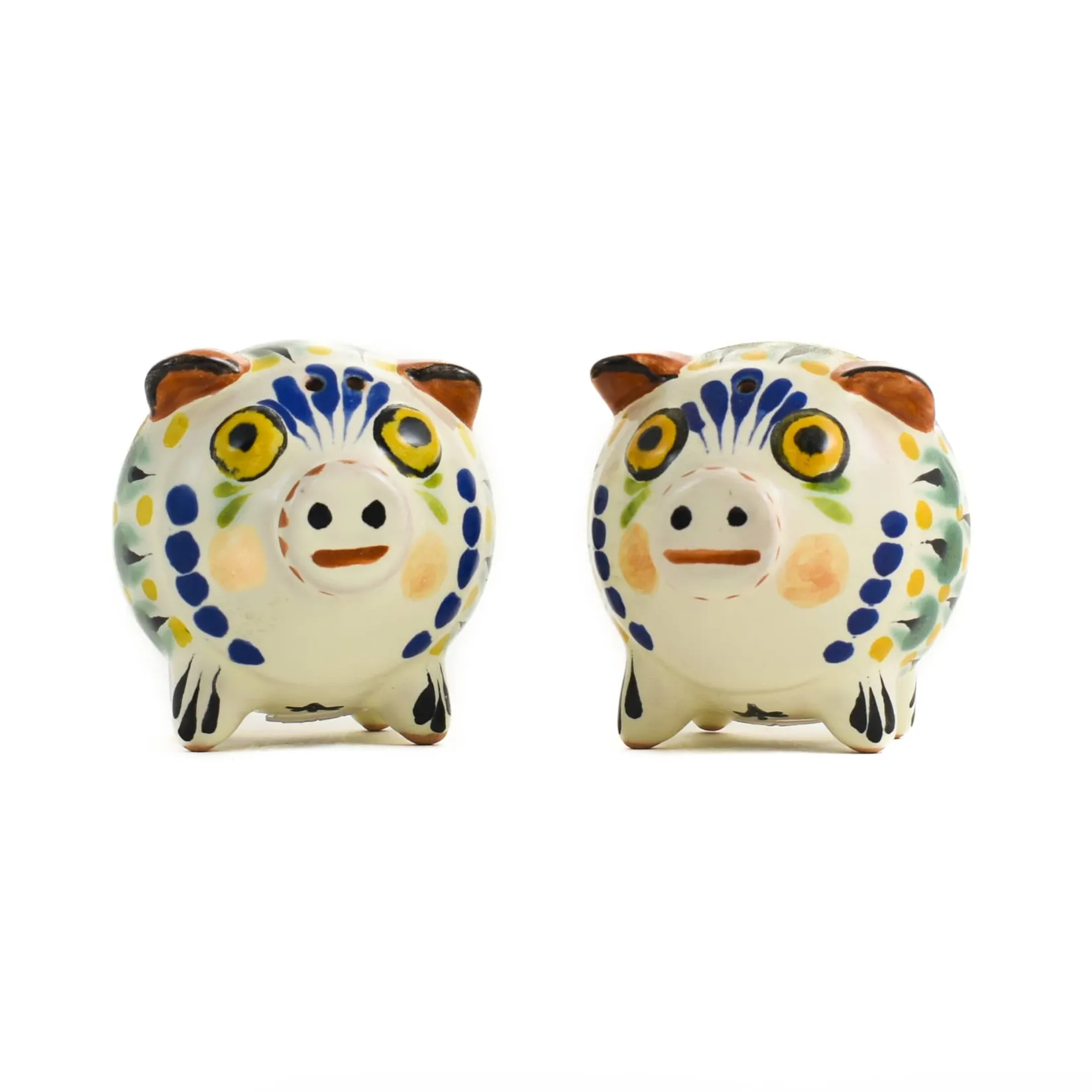 Online Mexican Hand Painted Blue Pig Salt & Pepper Shaker Set Mexican Ingredients|Table Setting