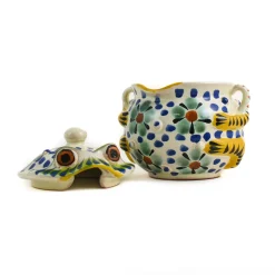 Online Mexican Hand Painted Floral Frog Sugar Bowl Mexican Ingredients|Tableware Brands