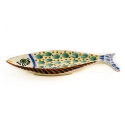 New Mexican Hand Painted Green Fish Serving Dish, 14x25cm Mexican Ingredients|Tableware Brands