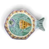 Outlet Mexican Hand Painted Green & Blue Fish Dish, 25.5cm Plates|Crockery & Dinnerware