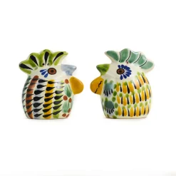 Sale Mexican Hand Painted Rooster Salt & Pepper Shaker Set Mexican Ingredients|Table Setting