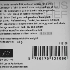 Outlet Organic Ananda's Cinnamon, 45g Ingredients Brands|Middle Eastern Ingredients