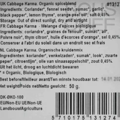 Online Organic Cabbage Karma Spice Blend, 50g Ingredients Brands|Herbs & Spices