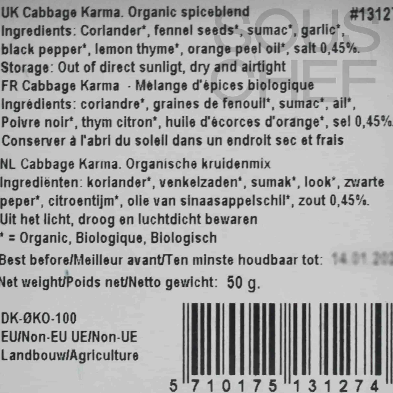 Online Organic Cabbage Karma Spice Blend, 50g Ingredients Brands|Herbs & Spices