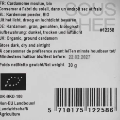 Outlet Organic Ground Green Cardamom, 30g Indian Ingredients|Herbs & Spices