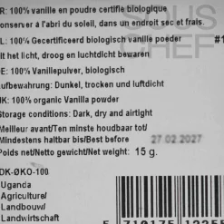 Discount Organic Vanilla Powder, 15g Ingredients Brands|French Ingredients