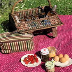 Clearance Montmarte Red Striped Picnic Hamper, 4 Person Picnicware|Disposable Tableware