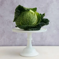 Clearance White Milk Glass Cake Stand American Ingredients|Serveware