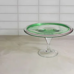 Murano Glass Green Cake Stand, 25cm Tableware Brands