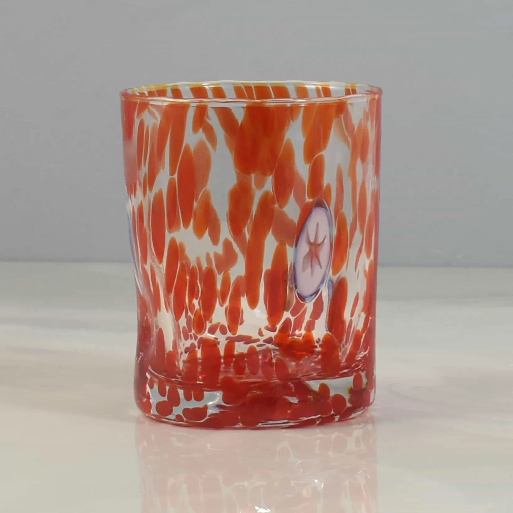 Clearance Murano Glass Tumbler, Orange Table Setting|Drinking Glasses