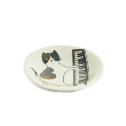 Musical Cat Japanese Side Plate, 16cm Plates|Japanese Tableware