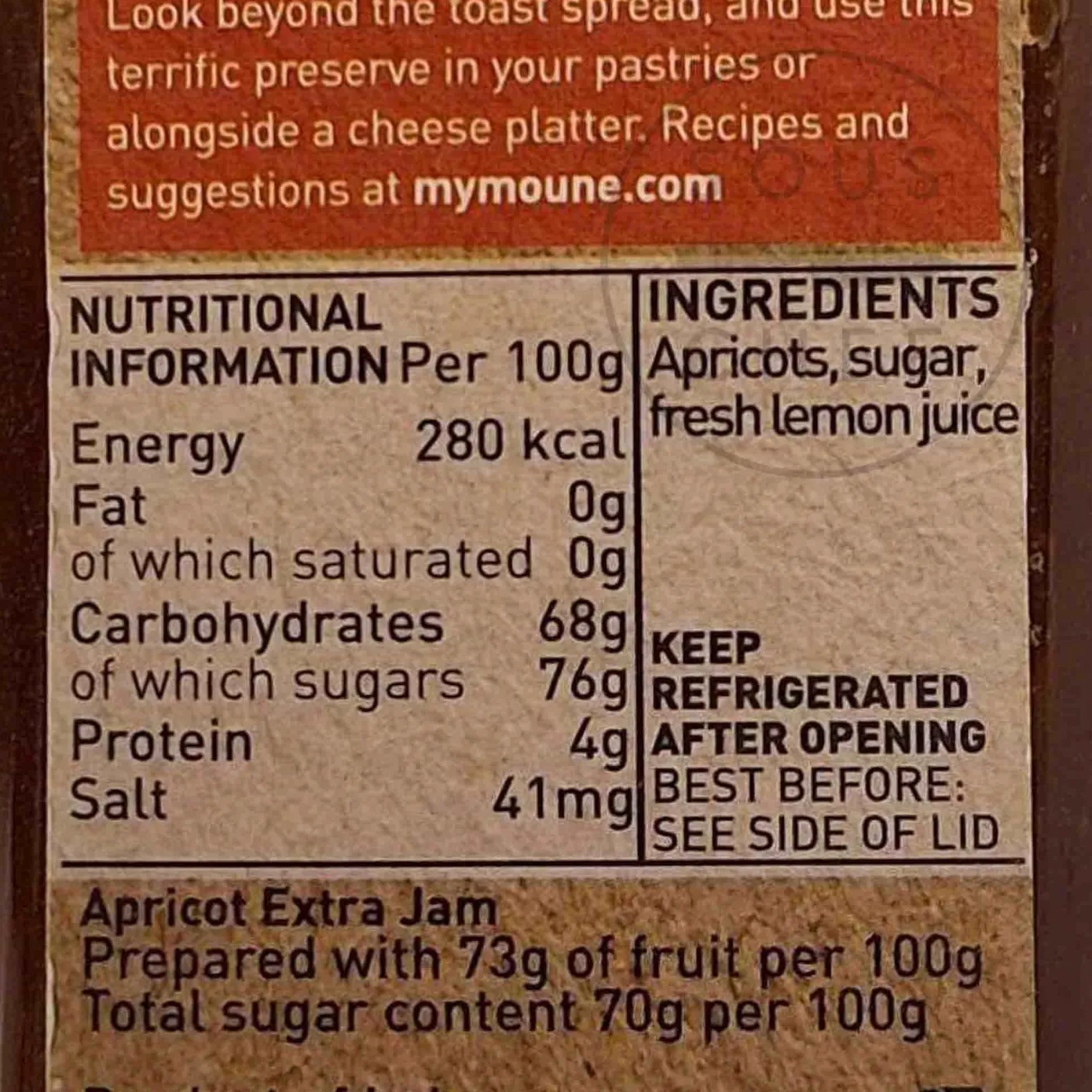 Apricot Jam, 340g Ingredients Brands|Jam, Honey & Spreads