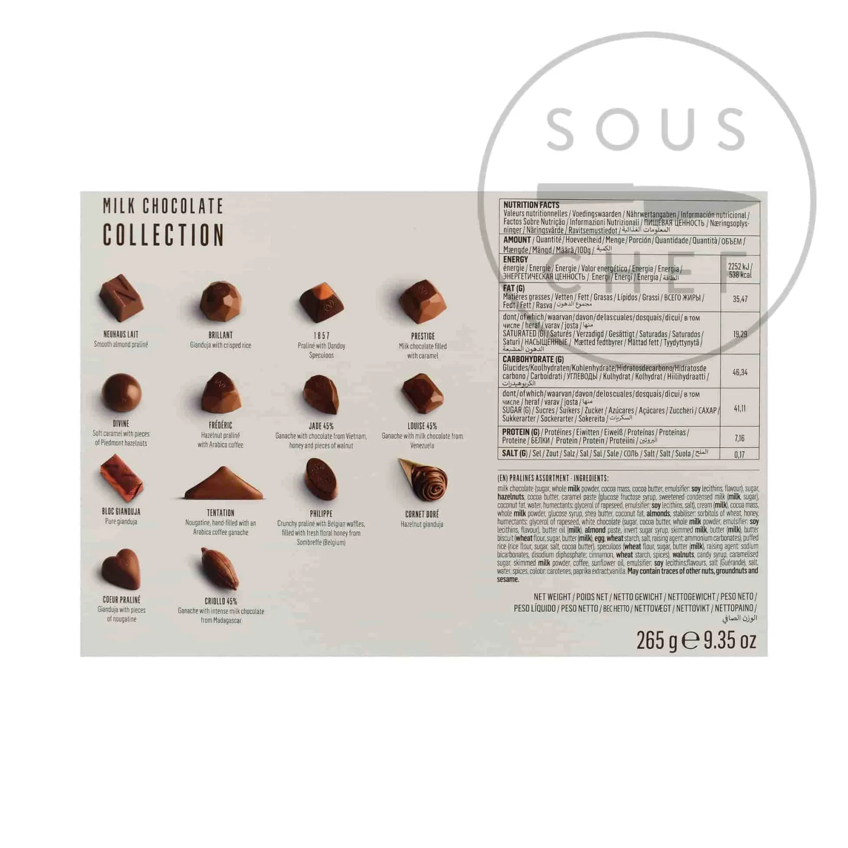 Milk Belgian Chocolate Selection, 265g Ingredients Brands|French Ingredients