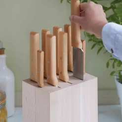 Online Beechwood Knife Block, 9 Slot Kitchen Knives