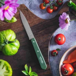 Best No 113 Khaki Beechwood Handle Serrated Paring Knife, 10cm Kitchen Knives