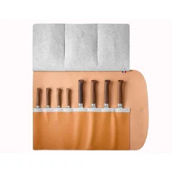 Reclaimed Leather 8 Slot Knife Roll Kitchen Knives