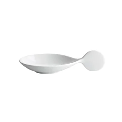 Hot Pack of 6 Porcelain Canape Spoon with Circle Handle, 10cm Serveware|Canape Supplies