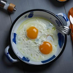 Online Paintstroke Enamel Frying Pan, Blue & White, 18cm Pots & Pans