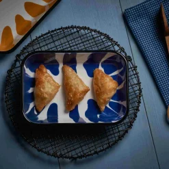 Paintstroke Enamel Roasting & Serving Dish, Blue & White Baking Supplies & Equipment