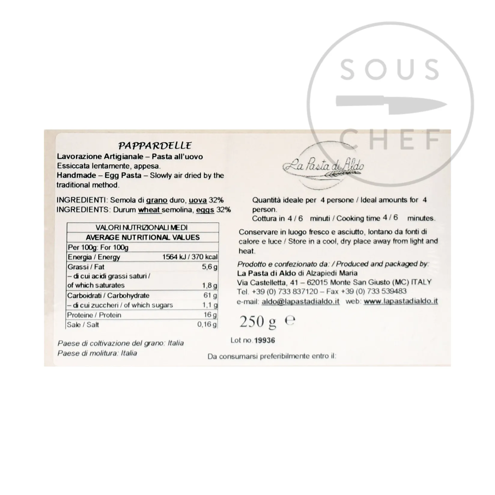 Sale Pappardelle Egg Pasta, 250g Italian Ingredients|Pasta, Rice & Beans