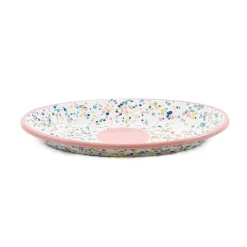 Discount Pink Dot Enamel Oval Serving Tray, 31cm Tableware Brands