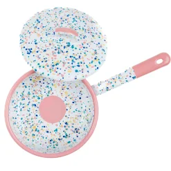 Best Pink Dot Enamel Saute Pan with Lid, 16cm Pots & Pans