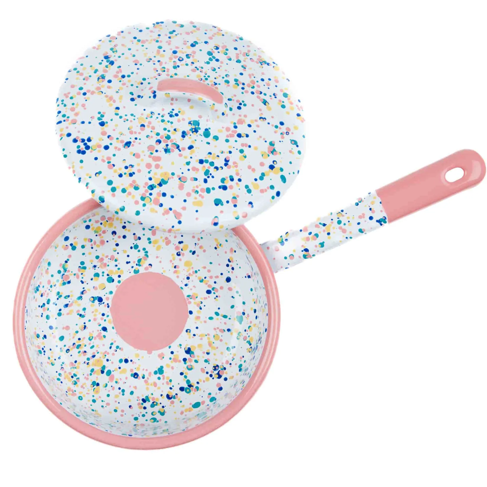Best Pink Dot Enamel Saute Pan with Lid, 16cm Pots & Pans