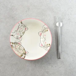 Best Pink Lucky Cat Japanese Ramen Bowl, 21cm Tableware Brands|Japanese Ingredients